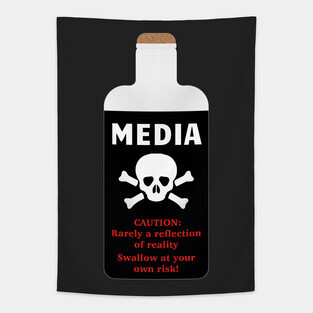 Media May Not Reflect Reality Bottle Of Poison Skull Bones Tapestry
