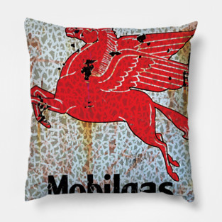Mobil Pegasus sign - rusty as hell Pillow