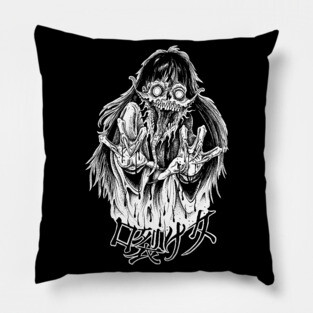 Slit Mouth Woman Creepypasta Japanese Horror Manga Pillow