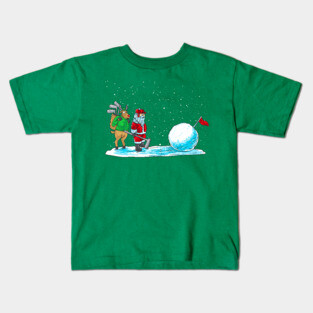 Golf Santa Claus Golfer Golfing Christmas Kids T-Shirt