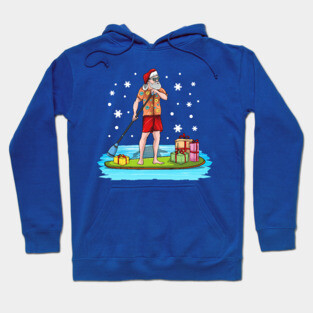 Paddle Board Santa Christmas In July Water Sports Hoodie