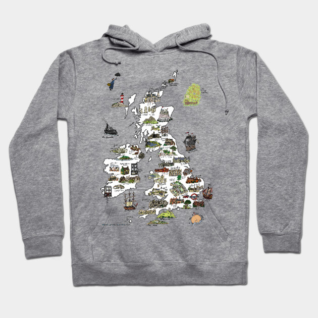 A Literary Map of the UK and Ireland Hoodie by JennyGreneIllustration