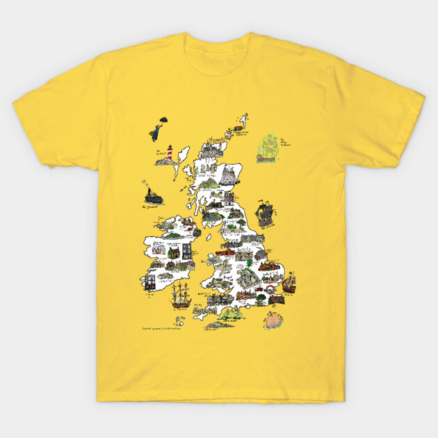 A Literary Map of the UK and Ireland T-Shirt by JennyGreneIllustration