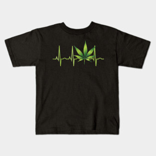 Weed Canabis Leaf Heartbeat Shirt Kids T-Shirt