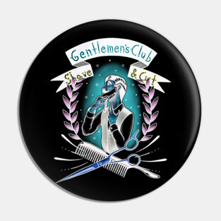 Old School Gentlemen's Club Barber Shop Tattoo Design Pin