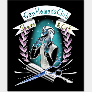 Old School Gentlemen's Club Barber Shop Tattoo Design Posters and Art