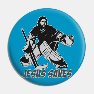 Jesus Saves Hockey Goalie Pin