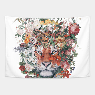 Flower Tiger Tapestry