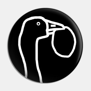 White Line Goose Stealing an Easter Egg Minimal Portrait Pin