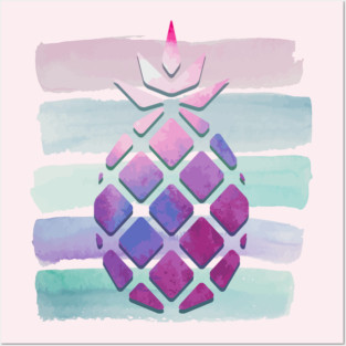 Pineapple Watercolor Summer Posters and Art