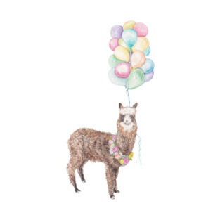 Llama alpaca boho flower garland balloon illustration T-Shirt