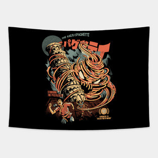 The Kaiju Spaghetti - Black Version Tapestry