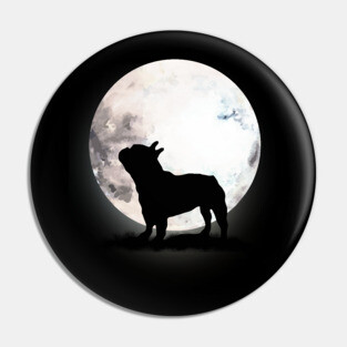 French Bulldog Dog Frenchie Bulldog and moon Pin