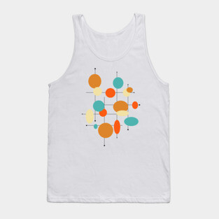 Colorful Geometric Circles Lines Mid Century Tank Top