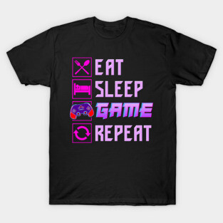 Funny Eat Sleep Game Repeat Anime Gamer Gaming T-Shirt