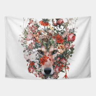 Flower wolf Tapestry
