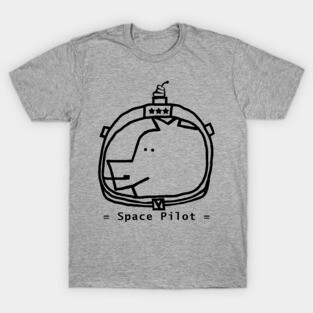 Space Pilot Pig Portrait Minimal Line Drawing T-Shirt