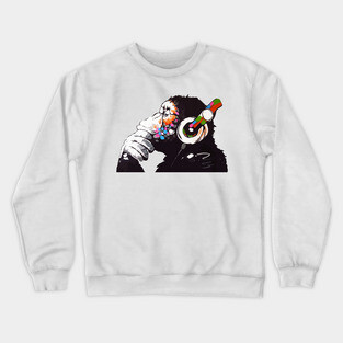 BANKSY DJ Monkey Thinker Crewneck Sweatshirt