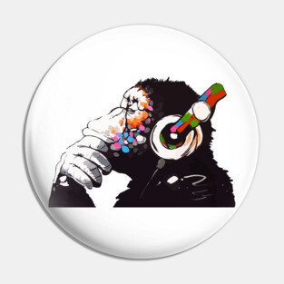 BANKSY DJ Monkey Thinker Pin