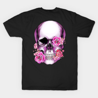 Sugar skull, Skull art floral, pink flowers T-Shirt