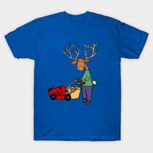 Funny Deer Mowing Lawn T-Shirt
