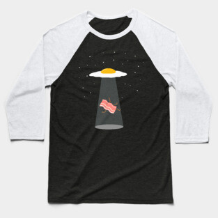 Cool Bacon and Eggs UFO Baseball T-Shirt