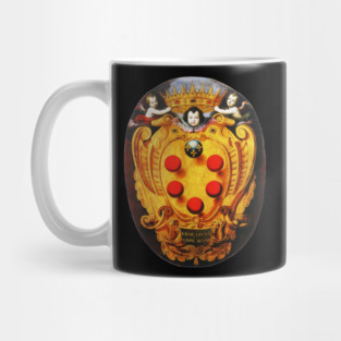 The Medici coat of arms on a silk velvet Mug
