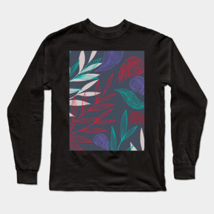 Pattern with tropical plants Long Sleeve T-Shirt