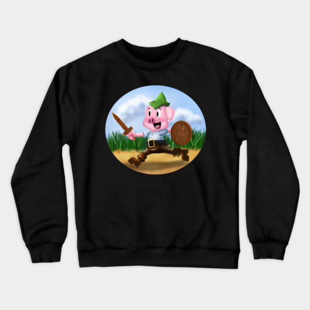 STORYBOOK PIG ADVENTURER Crewneck Sweatshirt by droidmonkey