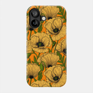 Yellow poppy hand-drawn pattern Phone Case