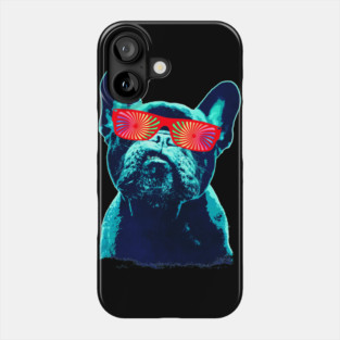 French bulldog 80s style neon Phone Case