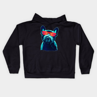 French bulldog 80s style neon Kids Hoodie