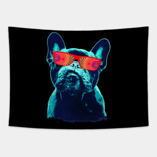 French bulldog 80s style neon Tapestry