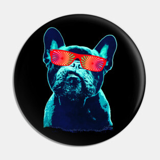 French bulldog 80s style neon Pin
