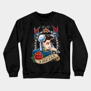 Fighter girl tattoo Crewneck Sweatshirt