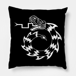Mexican Snake Dragon Design White T-Shirt Pillow