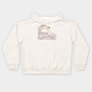 The great wave of black cat moonlight Kids Hoodie