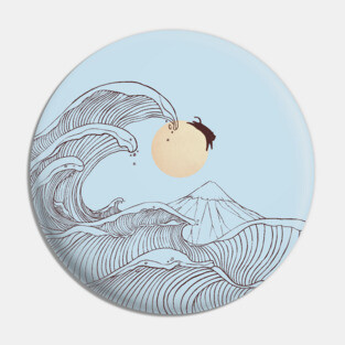 The great wave of black cat moonlight Pin