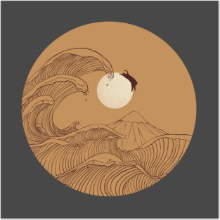 The great wave of mount fuji sunset Posters and Art