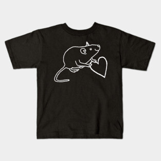 White Line Rat Holds Your Heart Kids T-Shirt