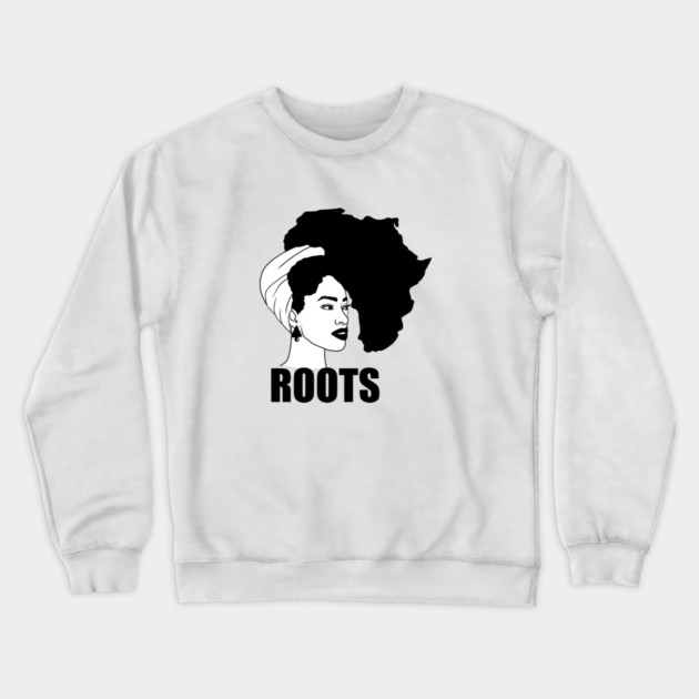 Afro, African Woman Roots, Africa Map, Black Pride Crewneck Sweatshirt by logiamerch
