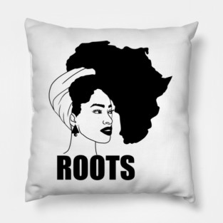 Afro, African Woman Roots, Africa Map, Black Pride Pillow