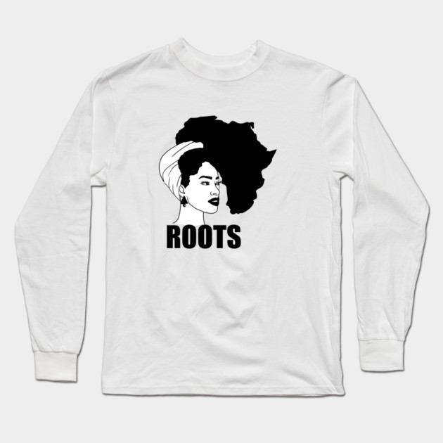 Afro, African Woman Roots, Africa Map, Black Pride Long Sleeve T-Shirt by logiamerch