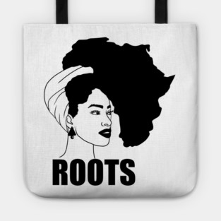 Afro, African Woman Roots, Africa Map, Black Pride Tote