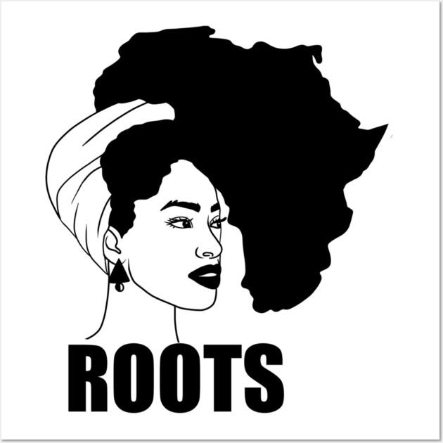 Afro, African Woman Roots, Africa Map, Black Pride Wall Art by logiamerch