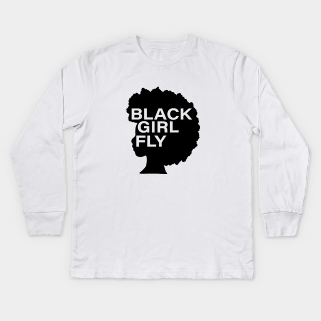 Black Girl Fly, Afro Woman, Black Girl Magic, Melanin Queen Kids Long Sleeve T-Shirt by logiamerch