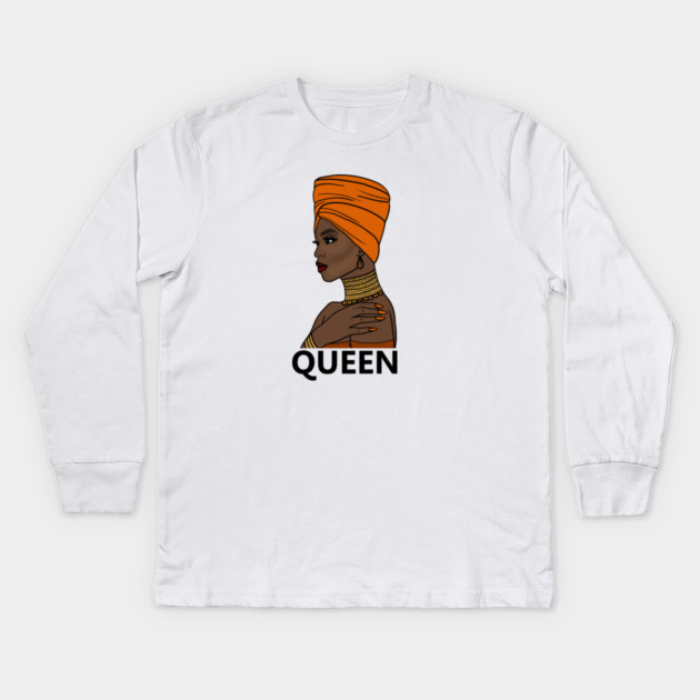 Afro Queen Black Girl Magic, Melanin Kids Long Sleeve T-Shirt by logiamerch