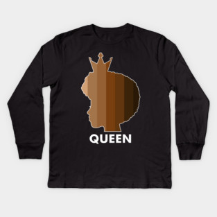 Melanin, Afro Melanin Queen, Black Pride, Skin shades Kids Long Sleeve T-Shirt