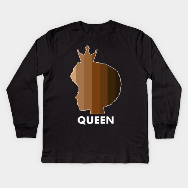 Melanin, Afro Melanin Queen, Black Pride, Skin shades Kids Long Sleeve T-Shirt by logiamerch
