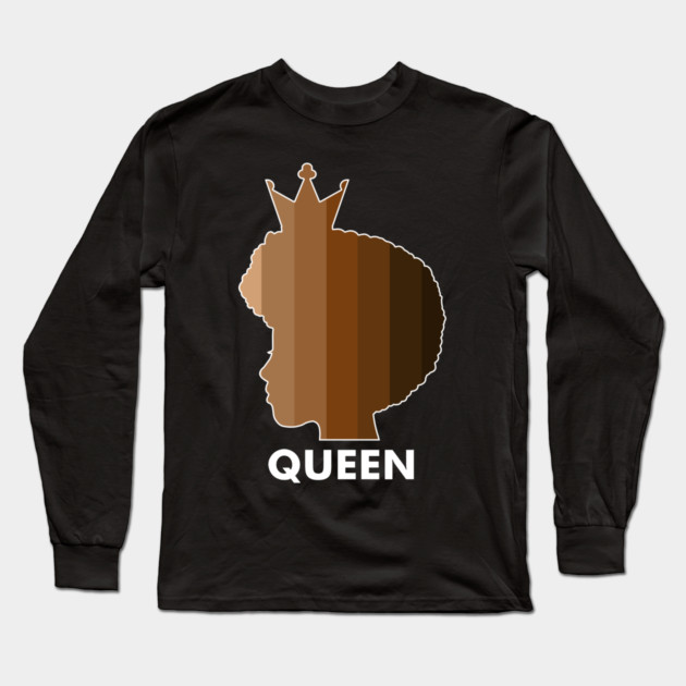 Melanin, Afro Melanin Queen, Black Pride, Skin shades Long Sleeve T-Shirt by logiamerch